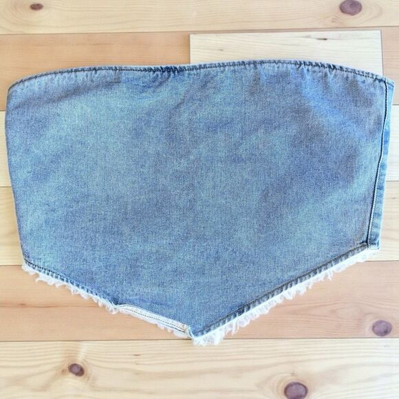 PrettyLittleThing Plus Denim Corset Tube Top Size 14 Y2K Streetwear - Picture 1 of 8